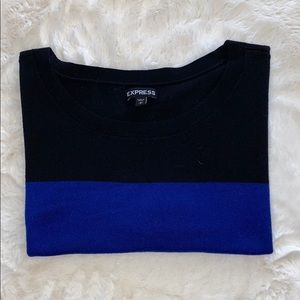 Express  Block Cropped Short Sleeve Sweater